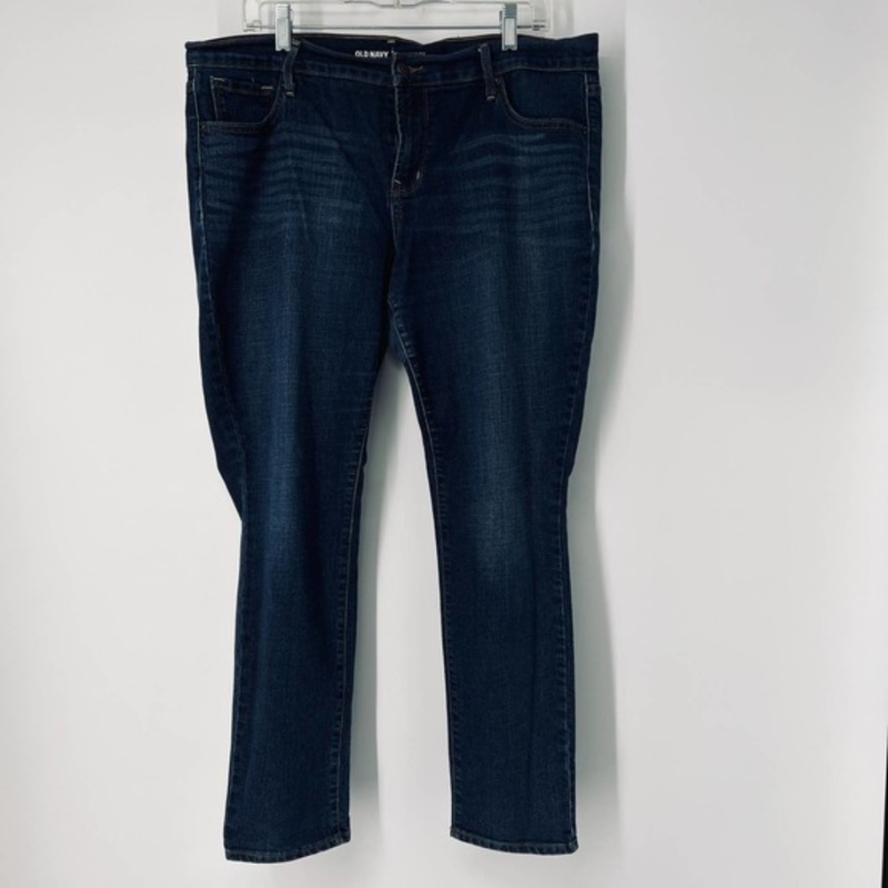 Old Navy Women's Original‎ Mid Rise Jeans Size 14 Short Blue Denim Dark Wash N7